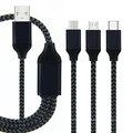 High Quality Multi Function Nylon Braid 3 in1 USB Cable Mobilephone Charging Cable